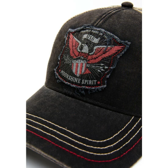 Hot Sale π Moonshine Spirit Men's Rugged Eagle Mesh-Back Ball Cap Black π - Image 2