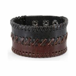 Promo 🛒 Moonshine Spirit Men's Braided Leather Cuff Dark Brown 🧨