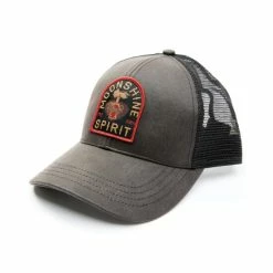 Promo 🔔 Moonshine Spirit Men's Whiskey Bottle Patch Mesh-Back Ball Cap Black ✔️