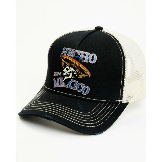 Buy 𧨠Moonshine Spirit Men's Hecho En Mexico Skull Graphic Mesh-Back Ball Cap Black π