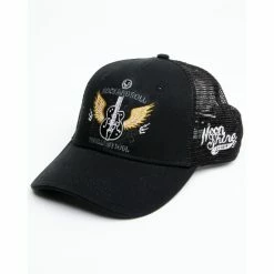 Coupon 🎉 Moonshine Spirit Men's Guitar Wings Patch Mesh-Back Ball Cap - Black 🧨