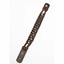 Outlet ✔️ Moonshine Spirit Men's Metal Inlay Narrow Leather Cuff Chocolate 😀