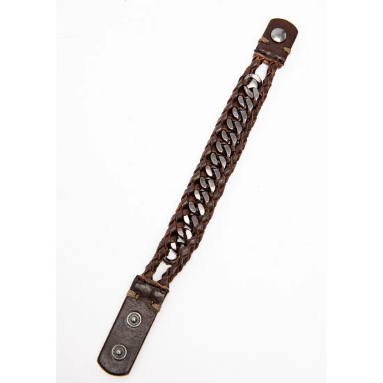 Outlet βοΈ Moonshine Spirit Men's Metal Inlay Narrow Leather Cuff Chocolate π