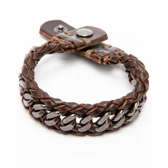 Outlet βοΈ Moonshine Spirit Men's Metal Inlay Narrow Leather Cuff Chocolate π - Image 2