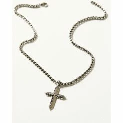 Coupon 🧨 Moonshine Spirit 👩 Women's Scrolling Cross Necklace Silver 😉