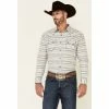 Best reviews of 💯 Moonshine Spirit Men's Line Dance Horizontal Stripe Long Sleeve Snap Western 👕 Shirt Grey ⭐