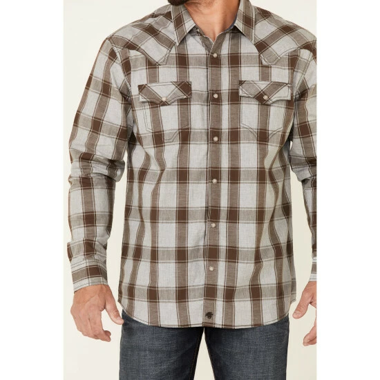 Flash Sale π Moonshine Spirit Men's Chainlink Fence Large Plaid Long Sleeve Snap Western π Shirt Medium Grey π₯° - Image 3