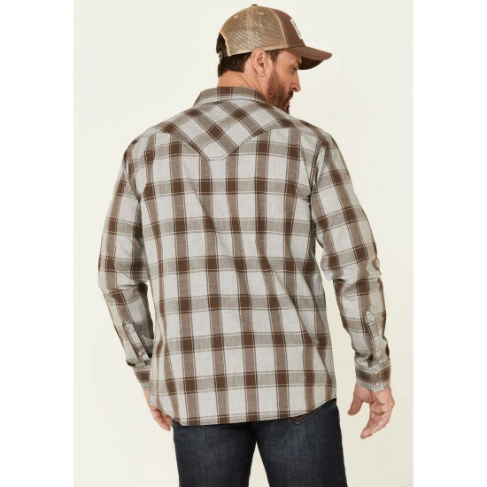 Flash Sale π Moonshine Spirit Men's Chainlink Fence Large Plaid Long Sleeve Snap Western π Shirt Medium Grey π₯° - Image 4