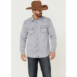 Brand new 💯 Moonshine Spirit Men's Jail Break Plaid Long Sleeve Snap Western 👚 Shirt Navy 😉