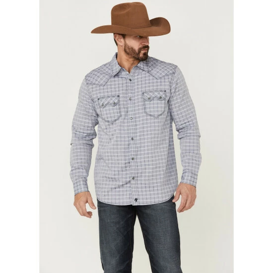 Brand new π― Moonshine Spirit Men's Jail Break Plaid Long Sleeve Snap Western π Shirt Navy π