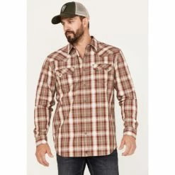 Best deal 🔔 Moonshine Spirit Men's Rusty Gate Plaid Snap Western 👚 Shirt Rust Copper ✔️