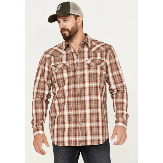 Best deal π Moonshine Spirit Men's Rusty Gate Plaid Snap Western π Shirt Rust Copper βοΈ