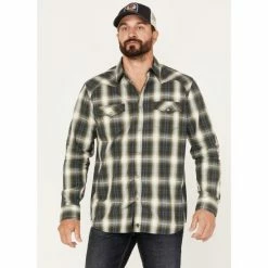 Best deal 🛒 Moonshine Spirit Men's All Day Long Large Plaid Snap Western 👚 Shirt Green 🎉