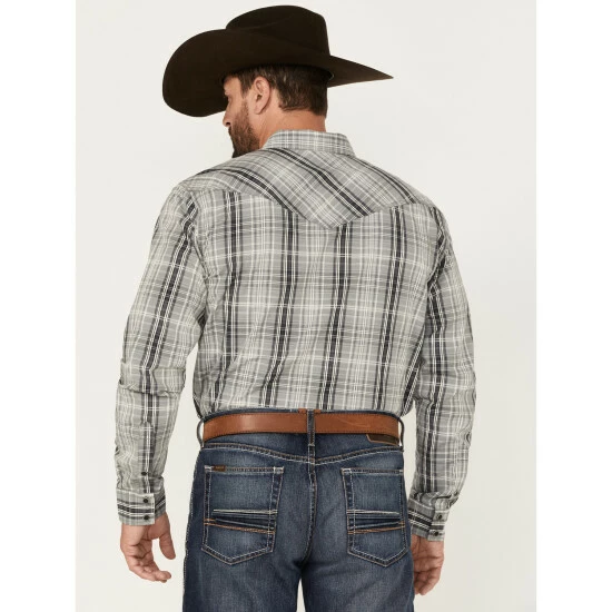 Deals β Moonshine Spirit Men's Tuning Fork Plaid Print Long Sleeve Snap Western π Shirt White π - Image 4