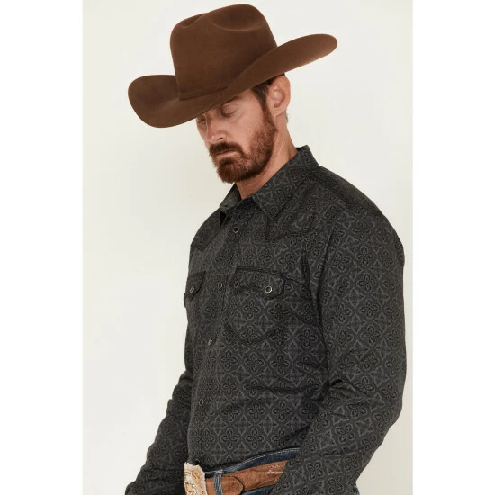 Hot Sale βοΈ Moonshine Spirit Men's Medallion Print Long Sleeve Western Snap π Shirt Black π - Image 2