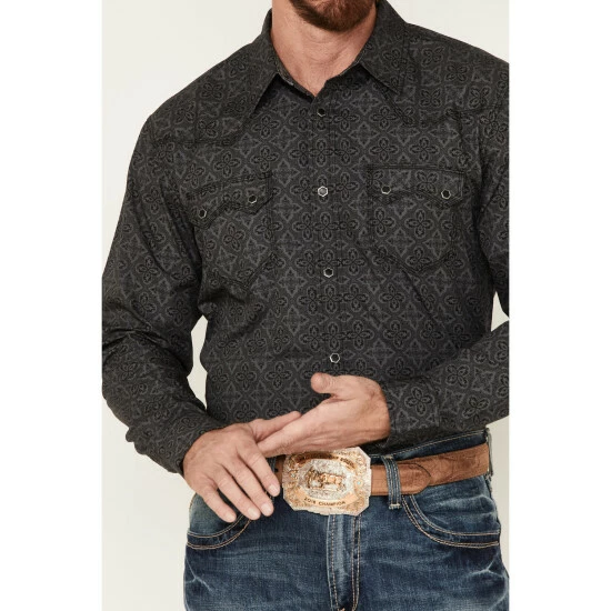 Hot Sale βοΈ Moonshine Spirit Men's Medallion Print Long Sleeve Western Snap π Shirt Black π - Image 3