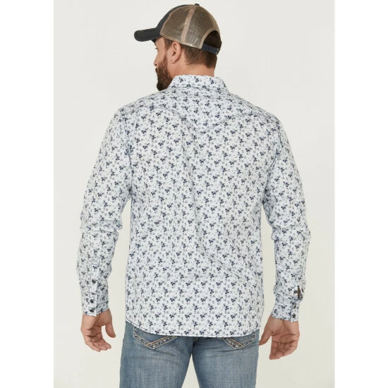 Promo π Moonshine Spirit Men's Bloom Floral Print Long Sleeve Snap Western π Shirt Light Blue π― - Image 4