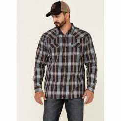 Top 10 🔔 Moonshine Spirit Men's Northern Light Plaid Long Sleeve Snap Western 👕 Shirt Burgundy 🔥