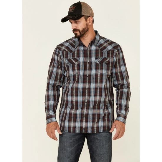 Top 10 π Moonshine Spirit Men's Northern Light Plaid Long Sleeve Snap Western π Shirt Burgundy π₯