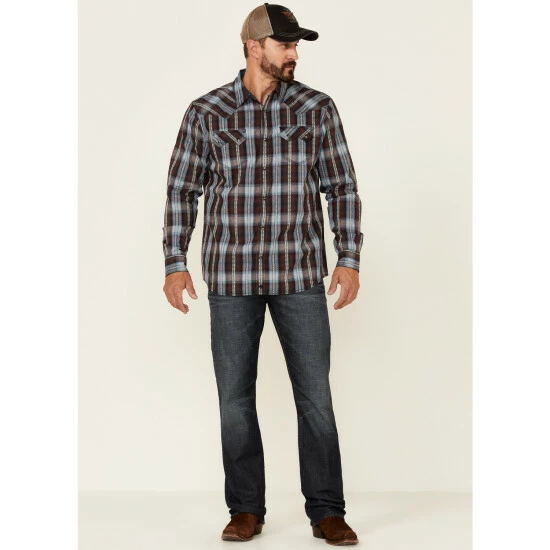 Top 10 π Moonshine Spirit Men's Northern Light Plaid Long Sleeve Snap Western π Shirt Burgundy π₯ - Image 2