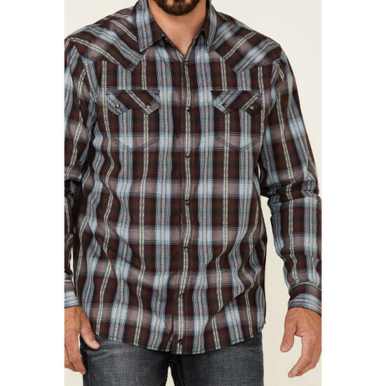 Top 10 π Moonshine Spirit Men's Northern Light Plaid Long Sleeve Snap Western π Shirt Burgundy π₯ - Image 3