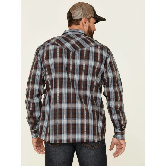 Top 10 π Moonshine Spirit Men's Northern Light Plaid Long Sleeve Snap Western π Shirt Burgundy π₯ - Image 4