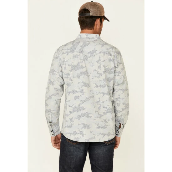 Best Sale π― Moonshine Spirit Moonshine Men's Classy Malange Print Long Sleeve Snap Western π Shirt Grey 𧨠- Image 5