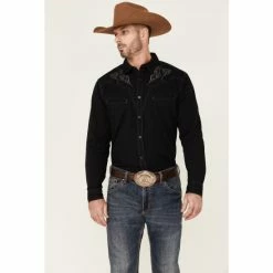 Coupon β¨ Moonshine Spirit Moonshine Spriit Men's Huck Dobby Stripe Embroidered Long Sleeve Snap Western π Shirt Black π