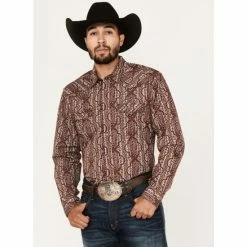 Best Pirce π Moonshine Spirit Men's Sundays Best Paisley Stripe Snap Western π Shirt Rust Copper π€©