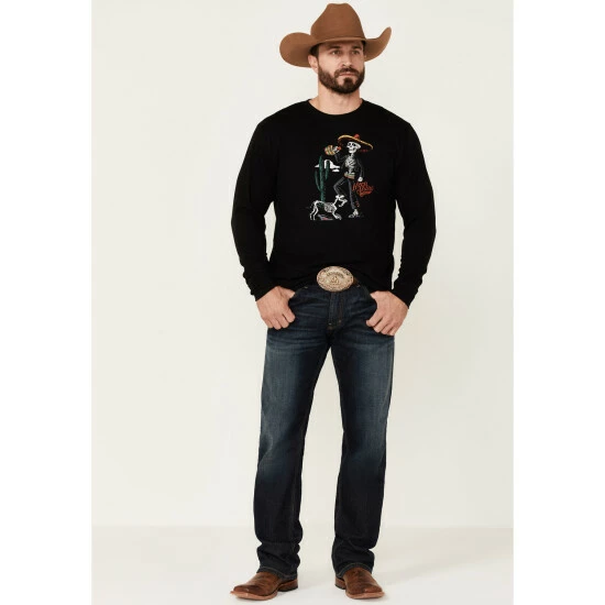 Wholesale ๐งจ Moonshine Spirit Men's ๐ฆฎ Dog Bones Graphic Long Sleeve T-Shirt - Black ๐ - Image 2