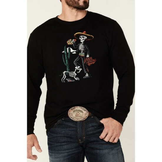 Wholesale ๐งจ Moonshine Spirit Men's ๐ฆฎ Dog Bones Graphic Long Sleeve T-Shirt - Black ๐ - Image 3