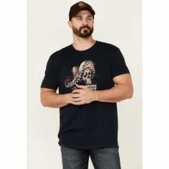 Coupon 🥰 Moonshine Spirit Men's Navy Sugar Skull Graphic Short Sleeve T-Shirt 👏