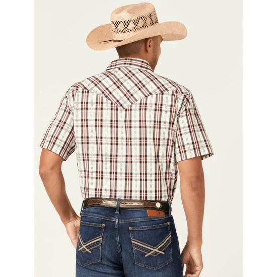 New π Moonshine Spirit Men's TNT Large Plaid Short Sleeve Snap Western π Shirt White π - Image 2