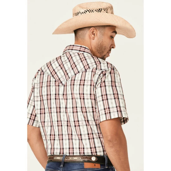 New π Moonshine Spirit Men's TNT Large Plaid Short Sleeve Snap Western π Shirt White π - Image 4