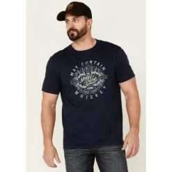 Brand new 🎁 Moonshine Spirit Men's May Contain Whiskey Graphic Short Sleeve T-Shirt Navy 😀