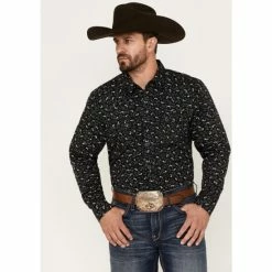 Budget β€οΈ Moonshine Spirit Men's Electric Paisley Print Long Sleeve Snap Western π Shirt Black β€οΈ