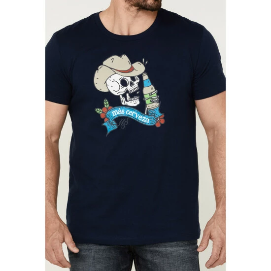 Brand new π₯ Moonshine Spirit Men's Mas Cerveza Graphic Short Sleeve T-Shirt Steel Blue βοΈ - Image 3