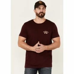 Flash Sale ✔️ Moonshine Spirit Men's Sangira Whiskey Label Graphic Short Sleeve T-Shirt Burgundy 👍