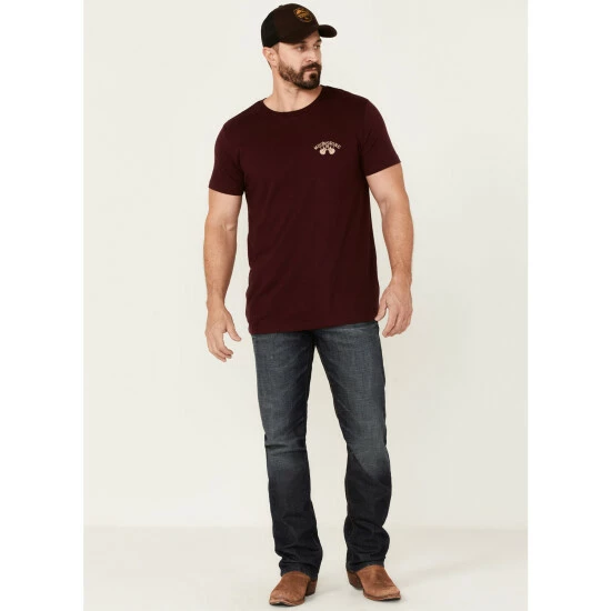 Flash Sale βοΈ Moonshine Spirit Men's Sangira Whiskey Label Graphic Short Sleeve T-Shirt Burgundy π - Image 2