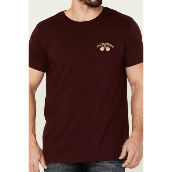 Flash Sale βοΈ Moonshine Spirit Men's Sangira Whiskey Label Graphic Short Sleeve T-Shirt Burgundy π - Image 3