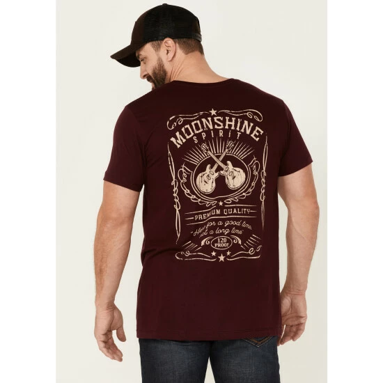 Flash Sale βοΈ Moonshine Spirit Men's Sangira Whiskey Label Graphic Short Sleeve T-Shirt Burgundy π - Image 4