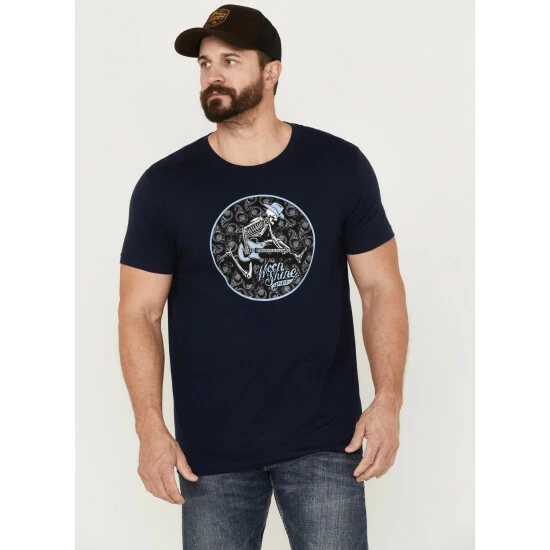 Best reviews of π€© Moonshine Spirit Men's Navy Skull Moon Graphic Short Sleeve T-Shirt β¨