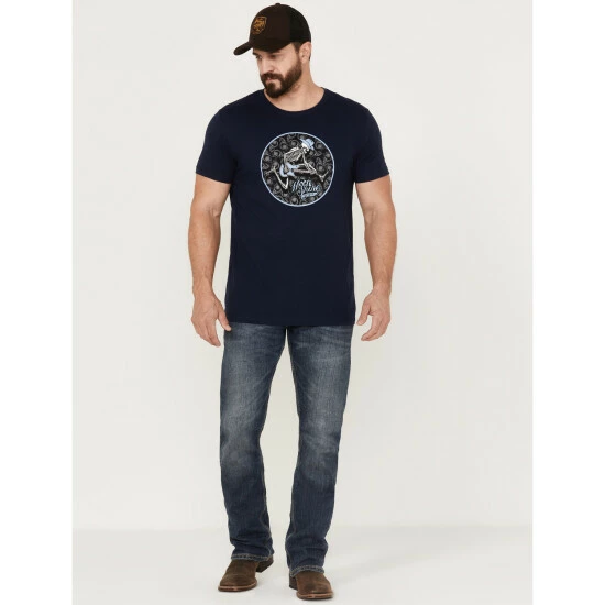 Best reviews of π€© Moonshine Spirit Men's Navy Skull Moon Graphic Short Sleeve T-Shirt β¨ - Image 2