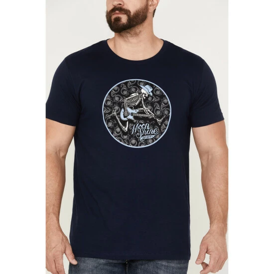 Best reviews of π€© Moonshine Spirit Men's Navy Skull Moon Graphic Short Sleeve T-Shirt β¨ - Image 3