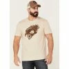 New 😍 Moonshine Spirit Men's Flame Skull Graphic Short Sleeve T-Shirt Camel 😀