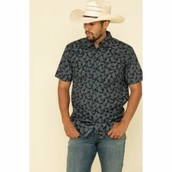 Best deal 💯 Moonshine Spirit Men's Excalibur Paisley Print Short Sleeve Western 👕 Shirt Black 😀
