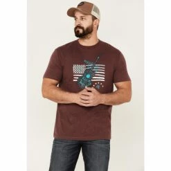 Outlet 😀 Moonshine Spirit Men's 1969 Guitar Graphic Short Sleeve Burgundy T-Shirt 👍