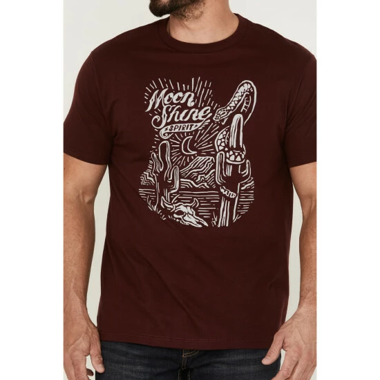 Best Pirce π₯° Moonshine Spirit Men's Line Scene Graphic Short Sleeve T-Shirt Burgundy π₯ - Image 3
