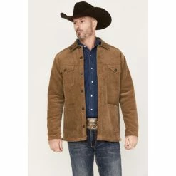 Best deal π Moonshine Spirit Men's Khaki Barn Door Bonded Button-Front Cord Jacket Olive π