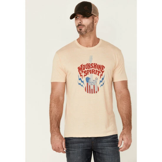 New ⭐ Moonshine Spirit Men's Guitar USA Graphic Short Sleeve T-Shirt White ✨